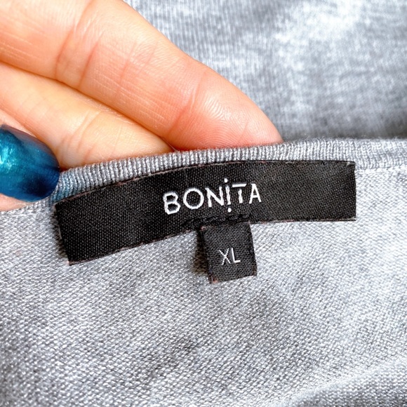 🐚 BONITA GREY SILVER RHINESTONE LONG SLEEVE KNIT TOP! - Picture 8 of 13